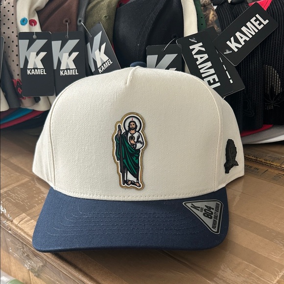 Kamel White and Blue Cap with Saint Patch - Picture 1 of 3